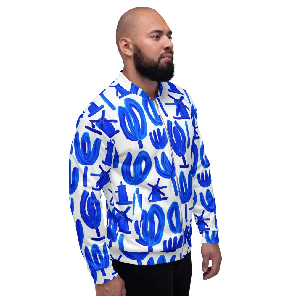 Cobalt Wind Garden on Bomber Jacket — Right
