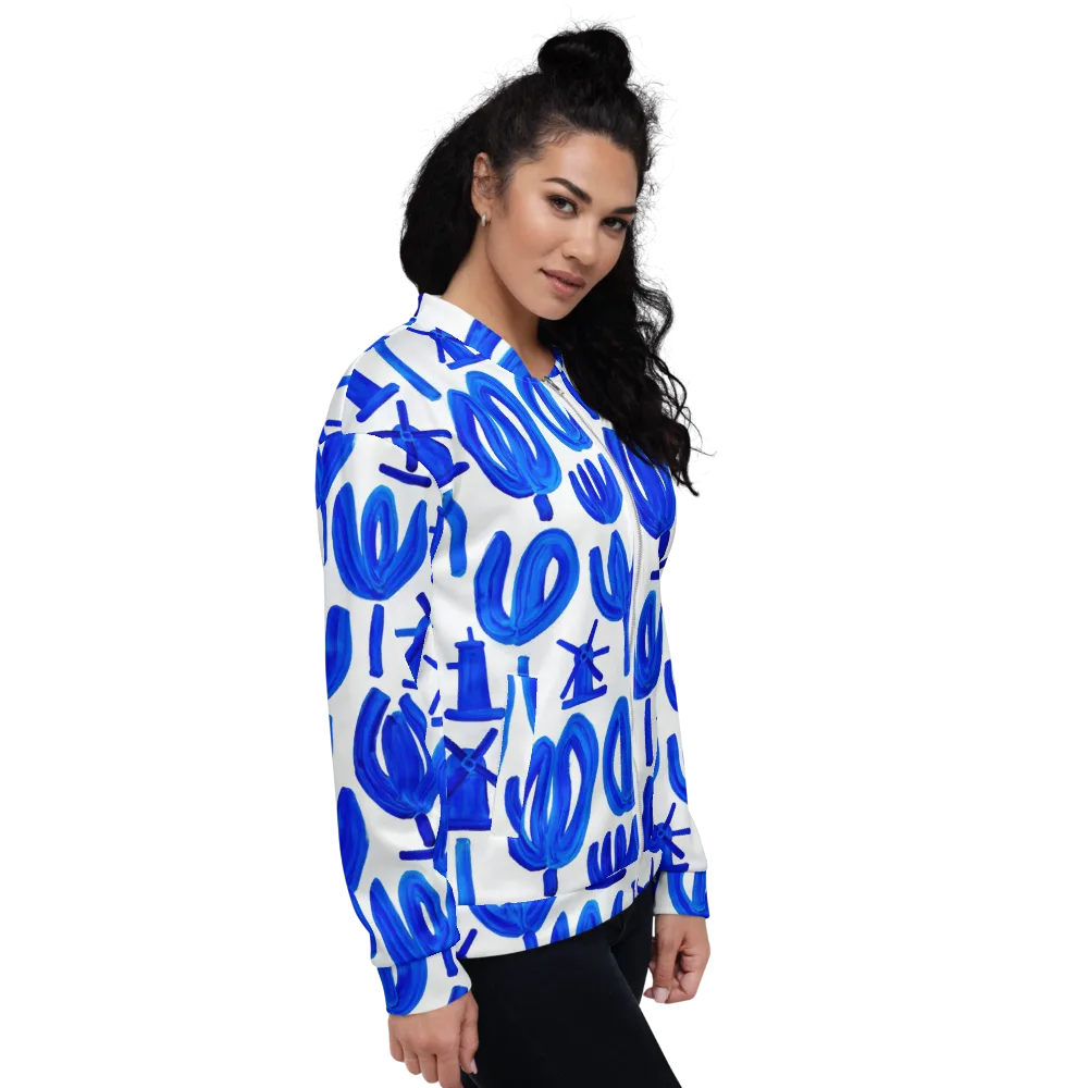 Cobalt Wind Garden on Bomber Jacket — Right