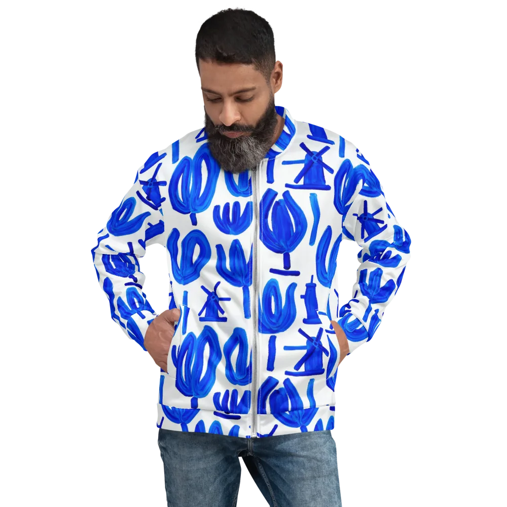 Cobalt Wind Garden on Bomber Jacket — Front