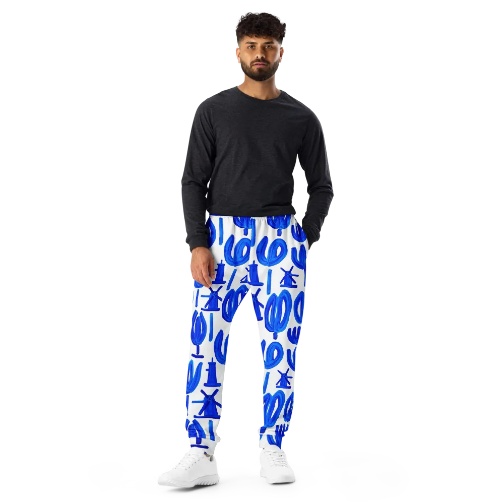 Cobalt Wind Garden on Men's Joggers — Front