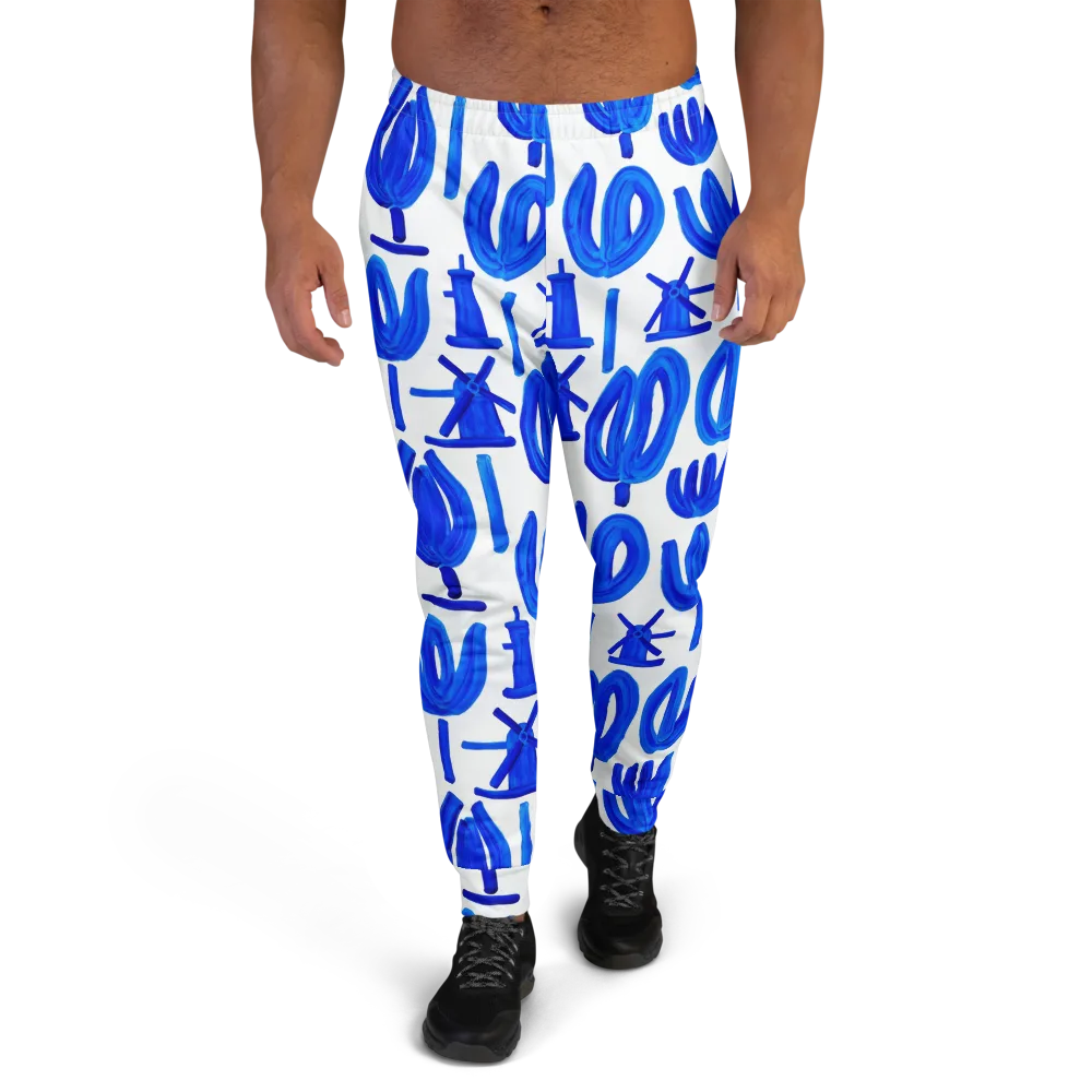 Cobalt Wind Garden on Men's Joggers — Front