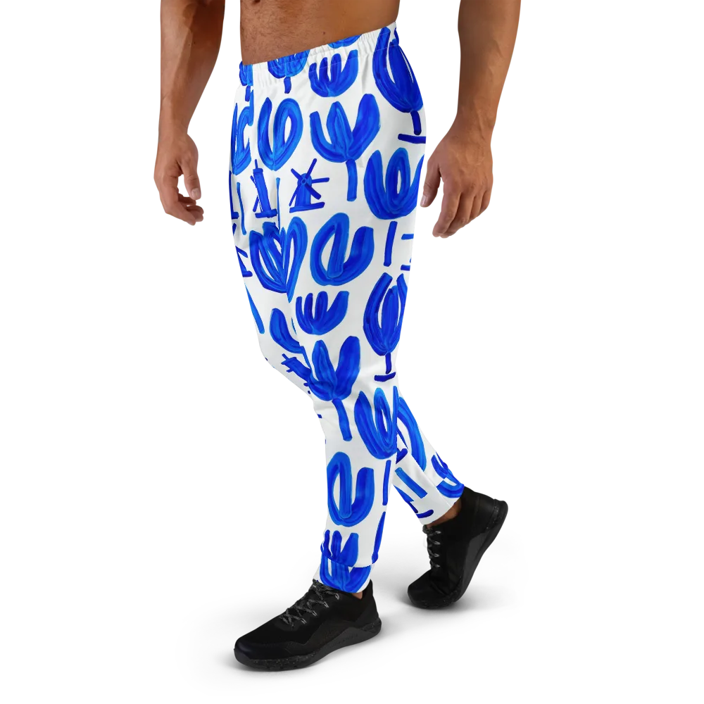 Cobalt Wind Garden on Men's Joggers — Left