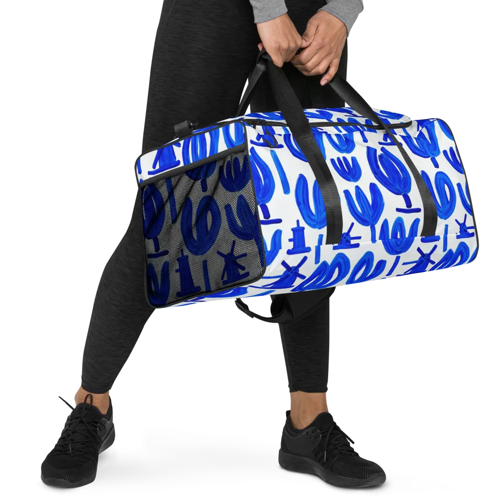 Cobalt Wind Garden on Duffle Bag — Right Front