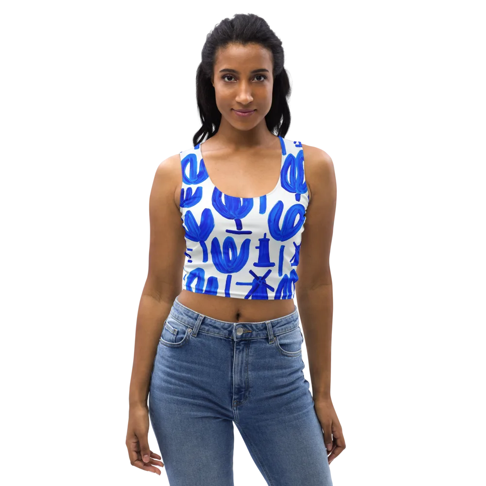 Cobalt Wind Garden on Crop Top — Front