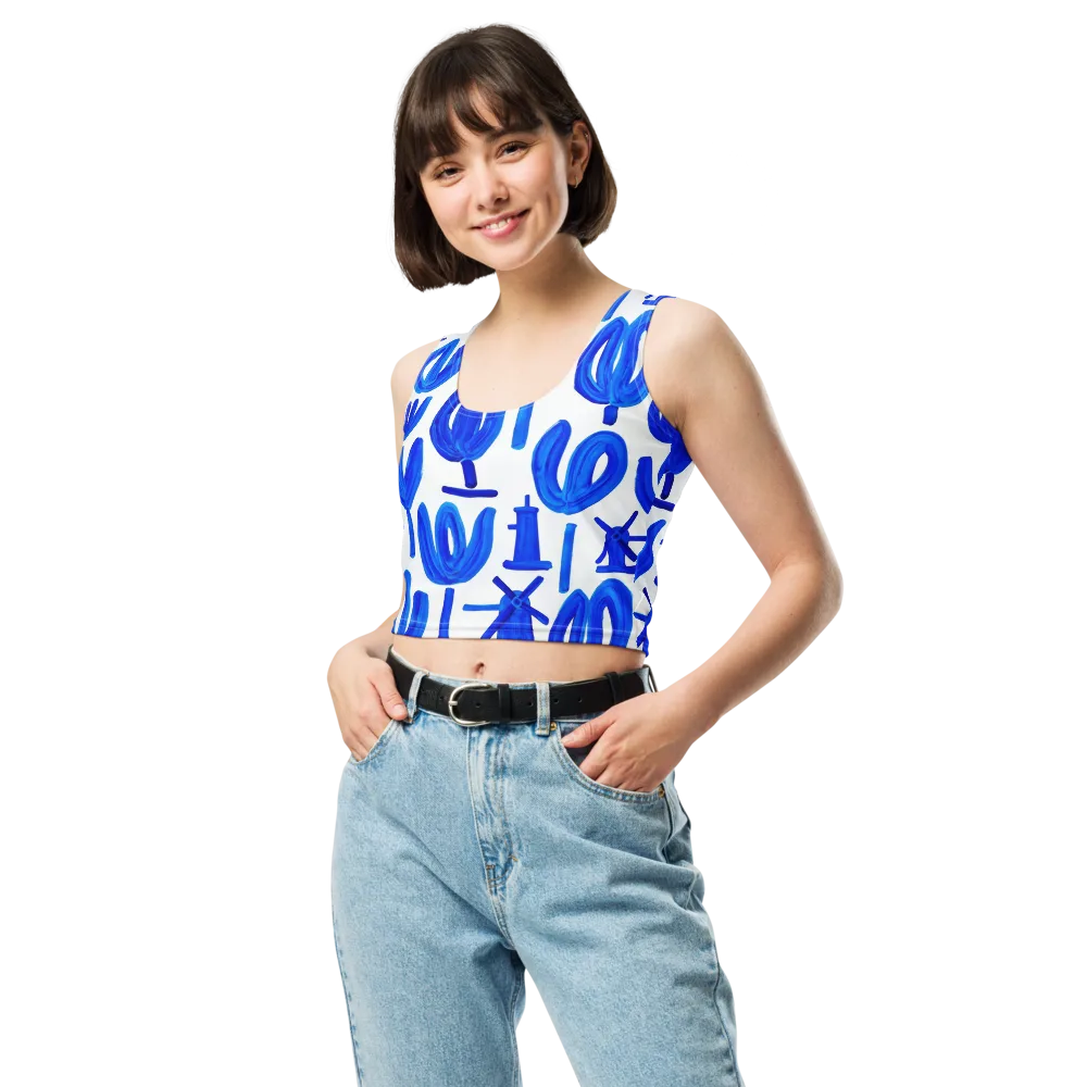 Cobalt Wind Garden on Crop Top — Front
