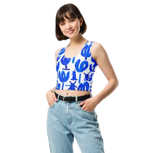 Cobalt Wind Garden on a Crop Top