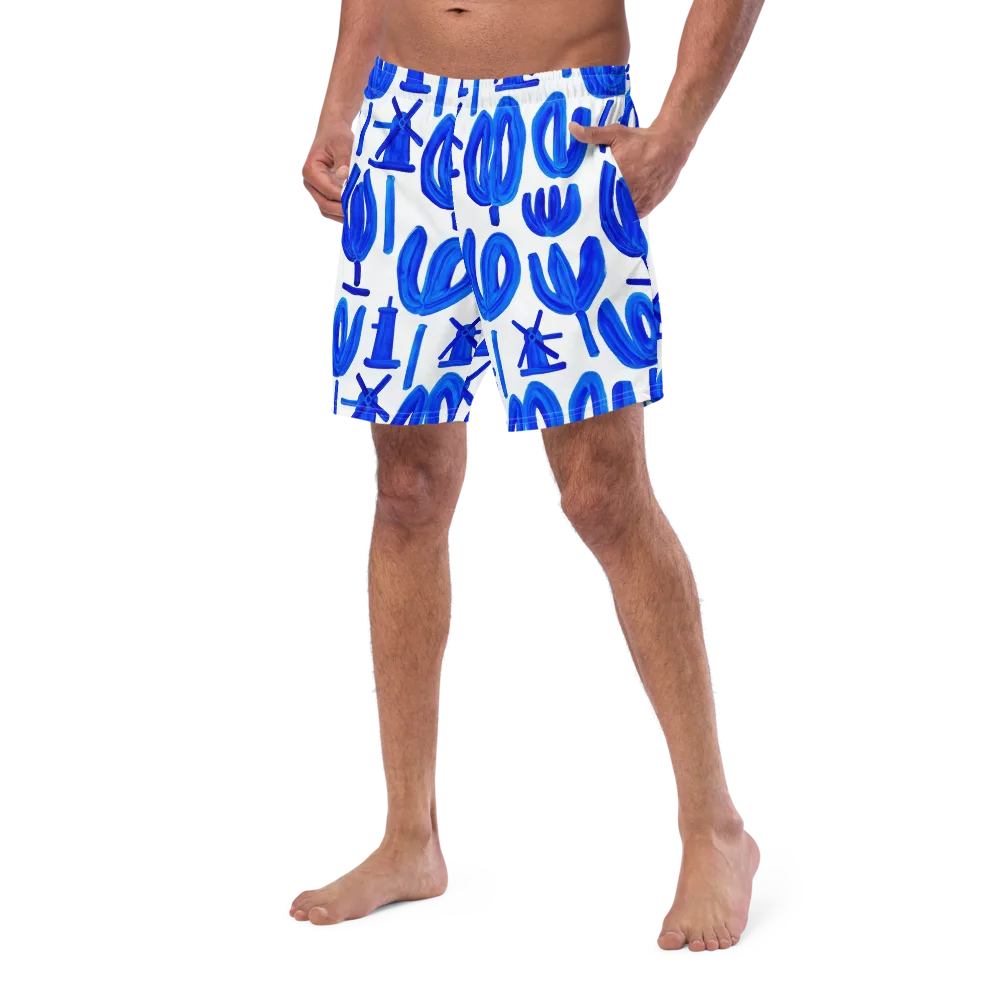 Cobalt Wind Garden on Swim Trunks — Left Front