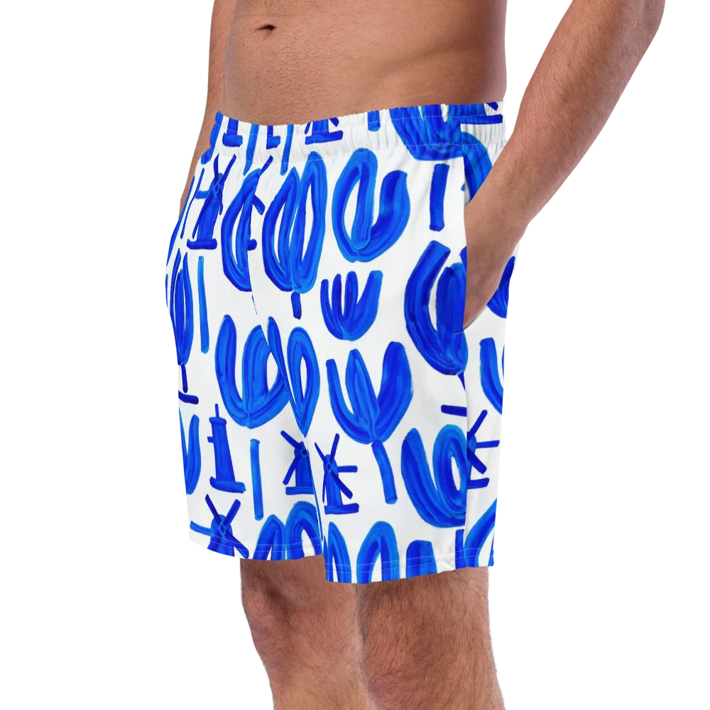 Cobalt Wind Garden on Swim Trunks — Left Front