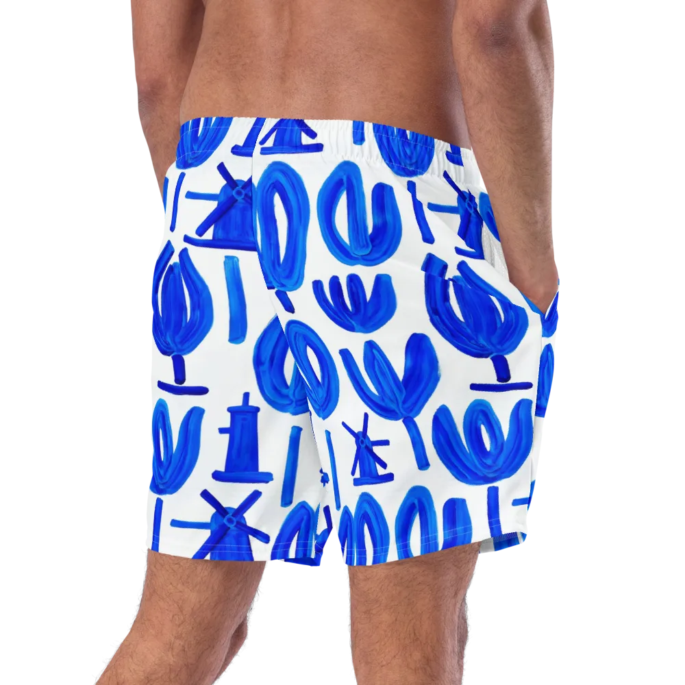 Cobalt Wind Garden on Swim Trunks — Right Back