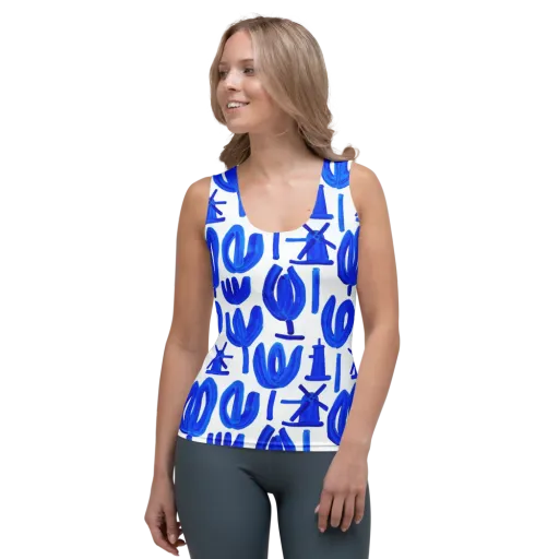 Cobalt Wind Garden on a Women's Tank Top