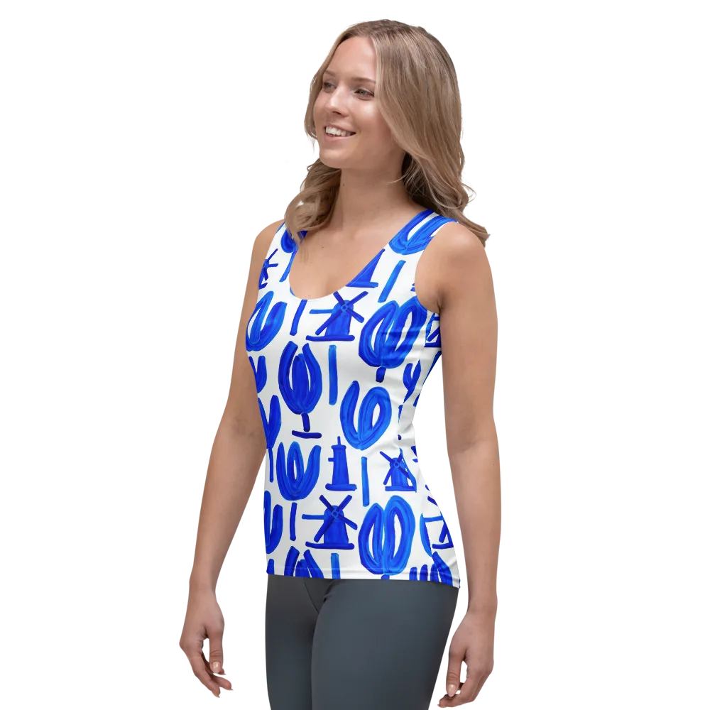 Cobalt Wind Garden on Women's Tank Top — Left Front