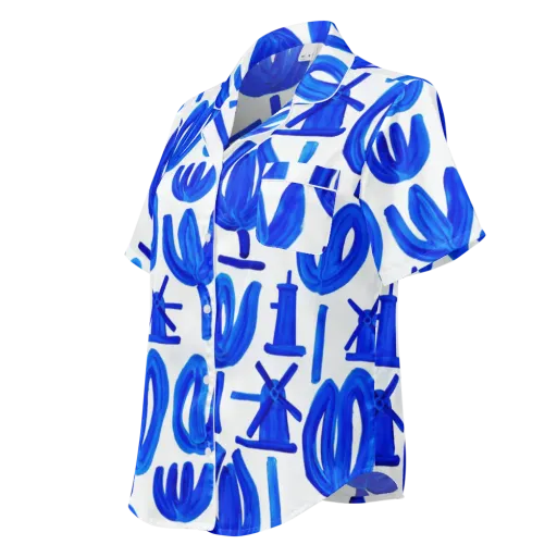 Cobalt Wind Garden on a Women's Short Sleeve Pajama Top