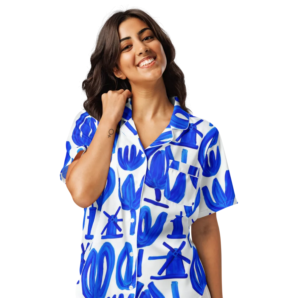Cobalt Wind Garden on Women's Short Sleeve Pajama Top — Front