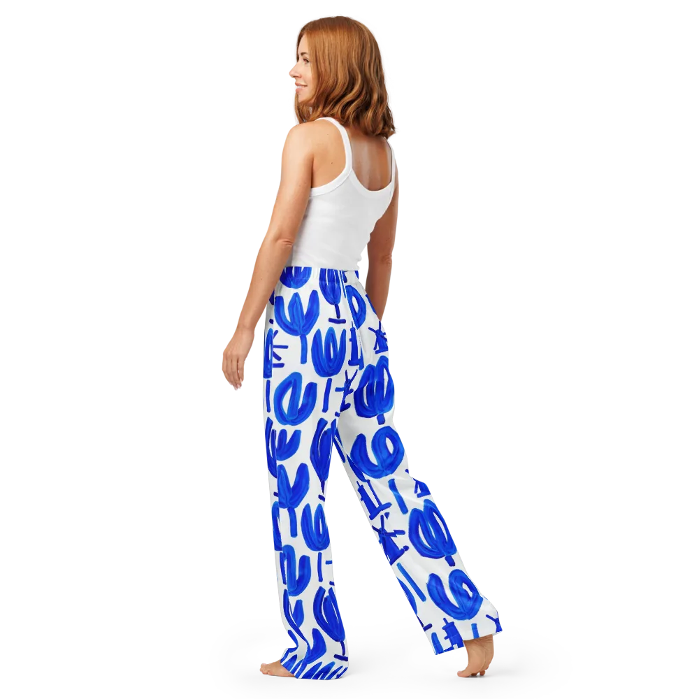 Cobalt Wind Garden on Women's Pajama Pants — Back