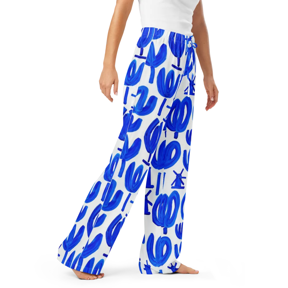 Cobalt Wind Garden on Women's Pajama Pants — Right Front