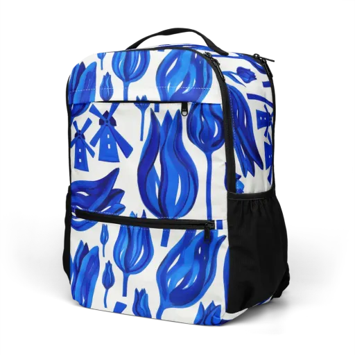 Cobalt Tulip Windmill on a Utility Backpack