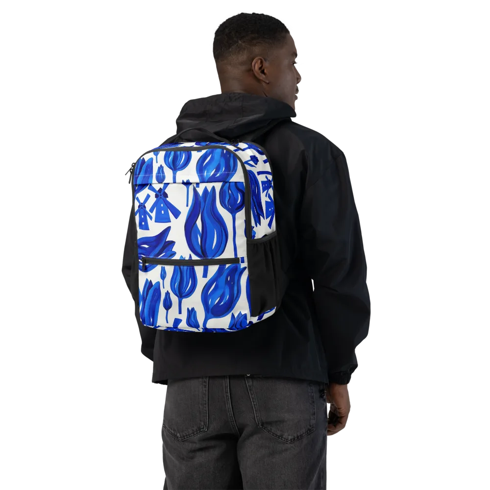 Cobalt Tulip Windmill on Utility Backpack — Back