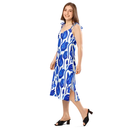 Cobalt Tulip Windmill on a Slip Dress