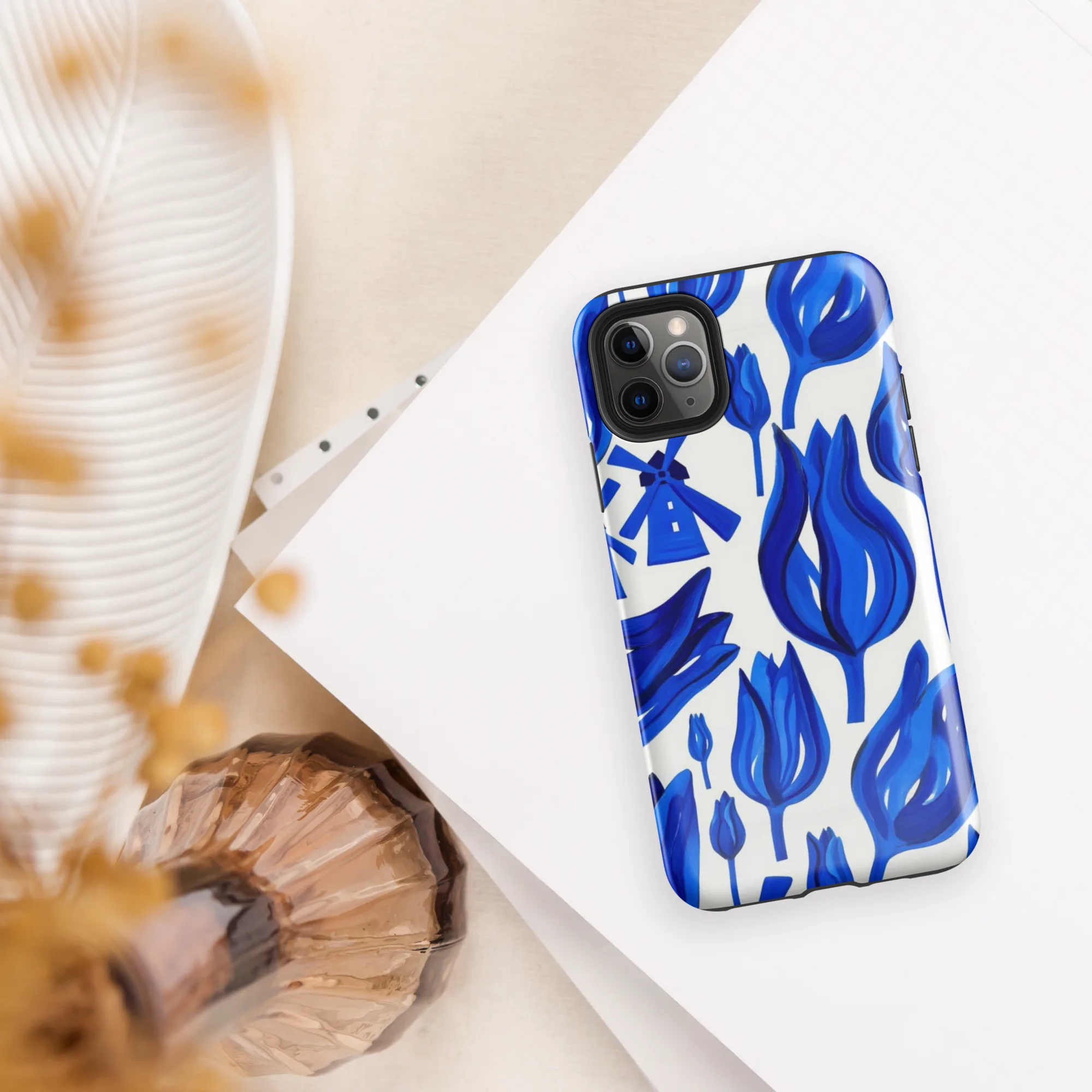 Cobalt Tulip Windmill on Tough Case for iPhone® — Front