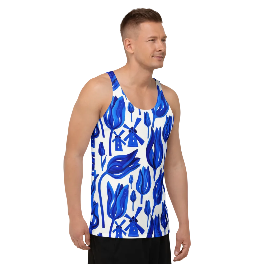 Cobalt Tulip Windmill on Men's Tank Top — Right Front