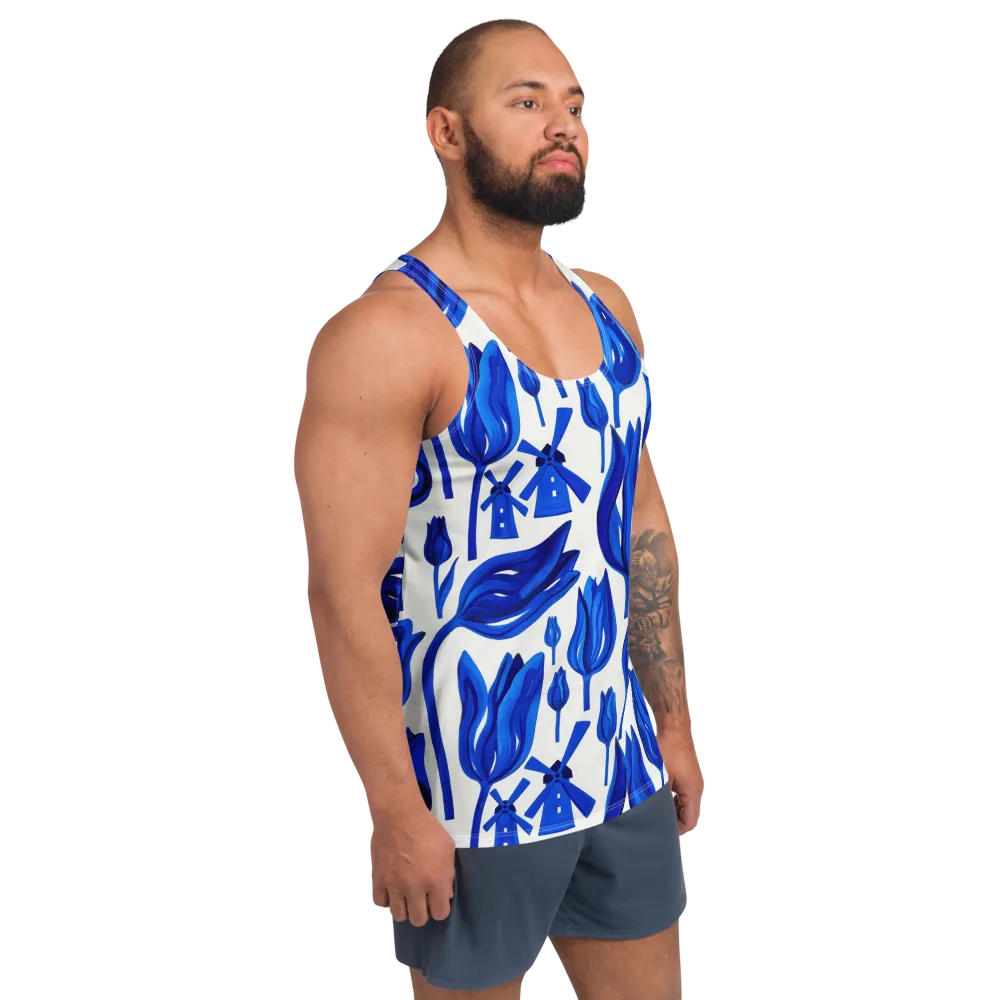 Cobalt Tulip Windmill on Men's Tank Top — Right Front