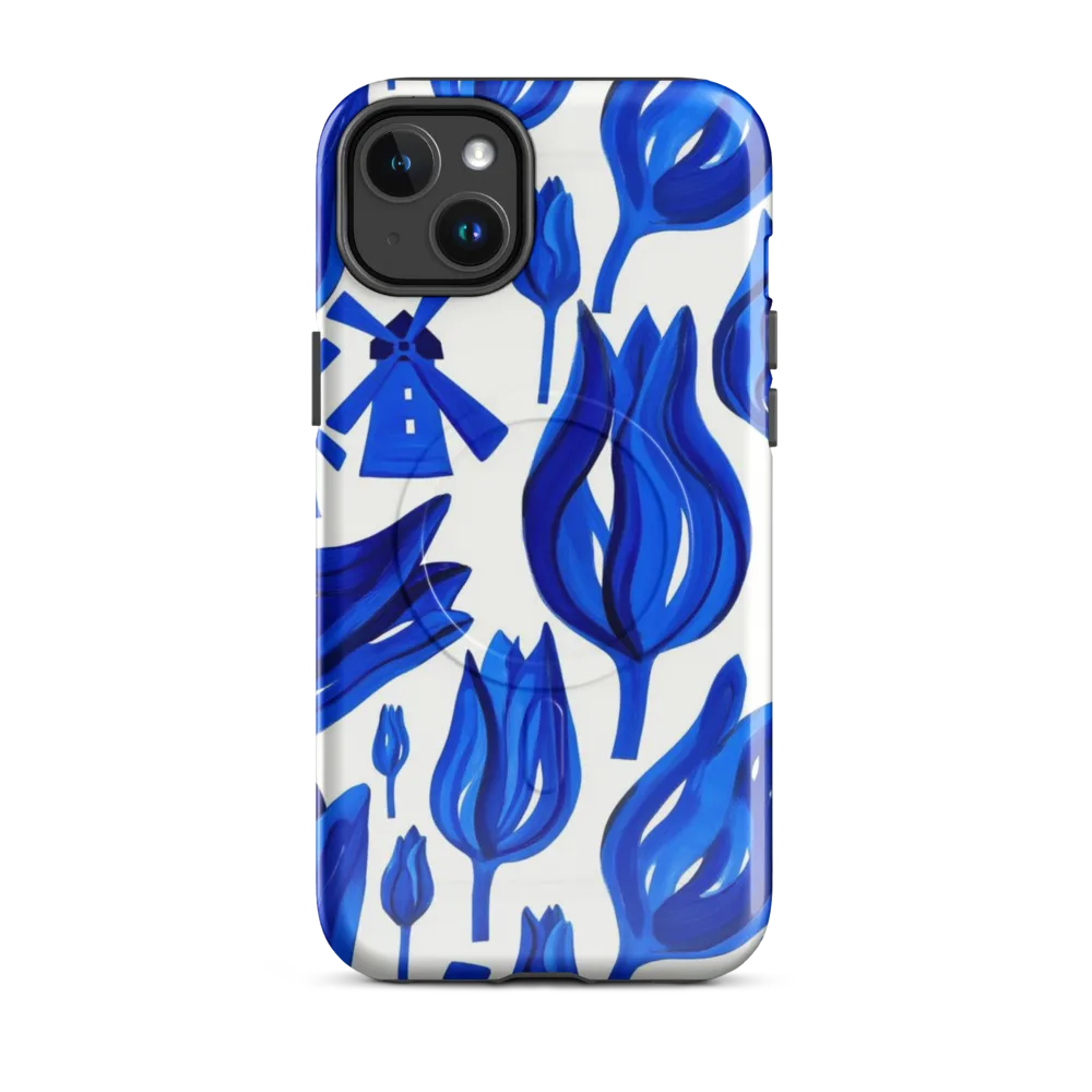 Cobalt Tulip Windmill on MagSafe Tough Case for iPhone® — Front