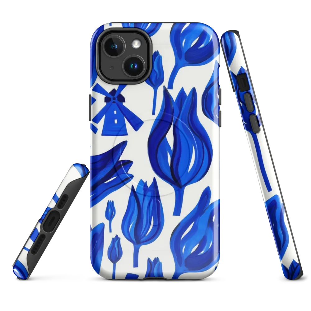 Cobalt Tulip Windmill on MagSafe Tough Case for iPhone® — Front