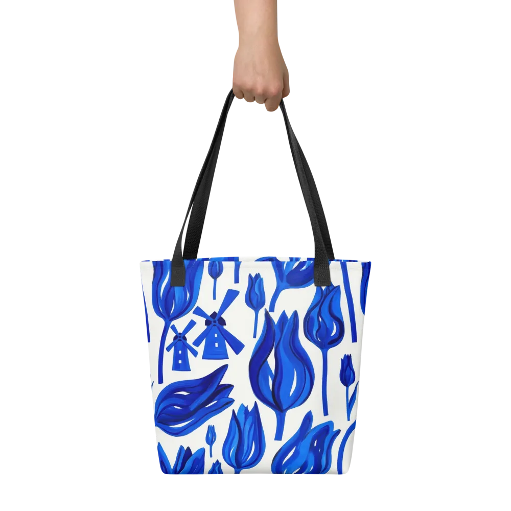 Cobalt Tulip Windmill on Tote Bag — Front