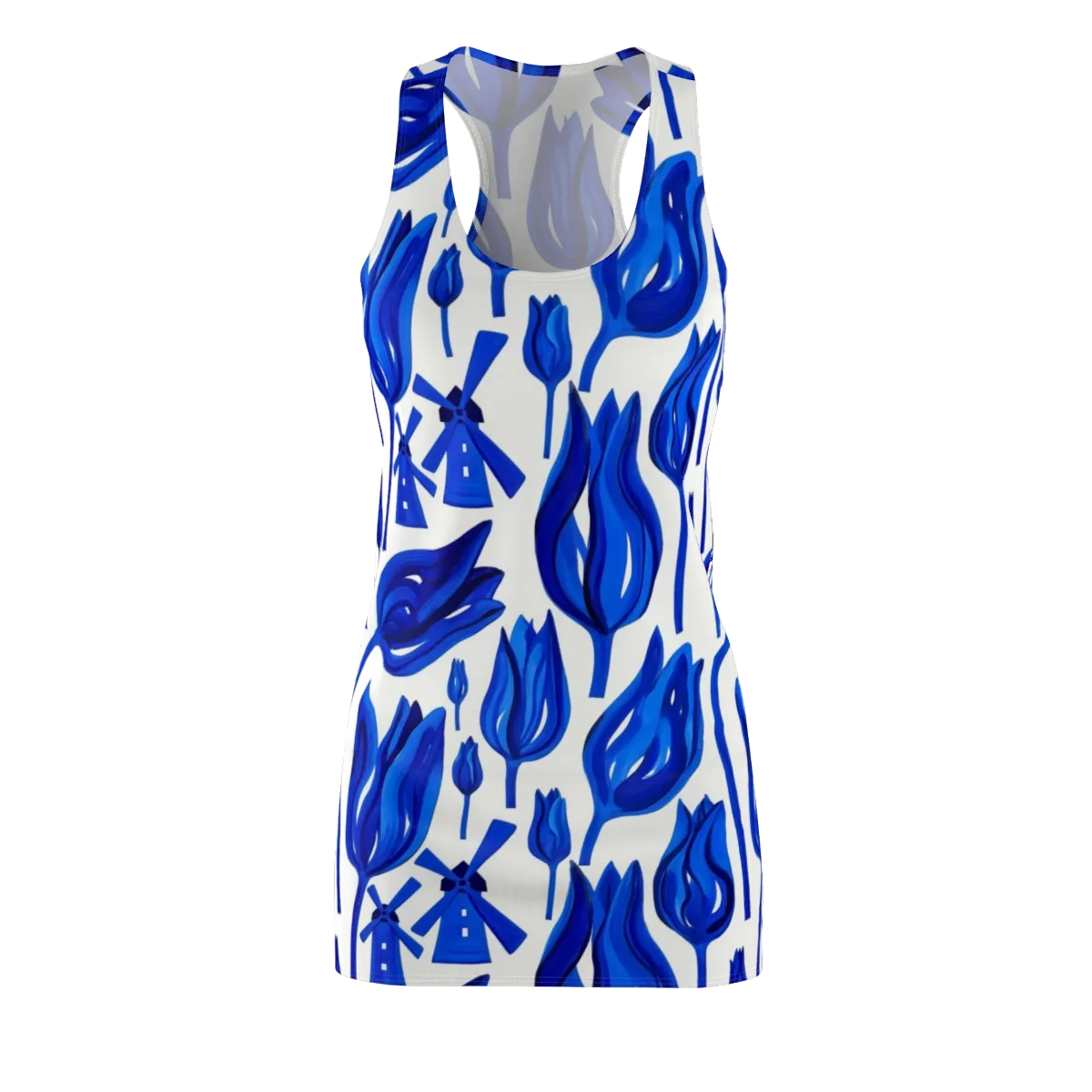 Cobalt Tulip Windmill on Racerback Dress — Front