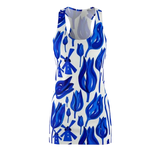 Cobalt Tulip Windmill on a Racerback Dress