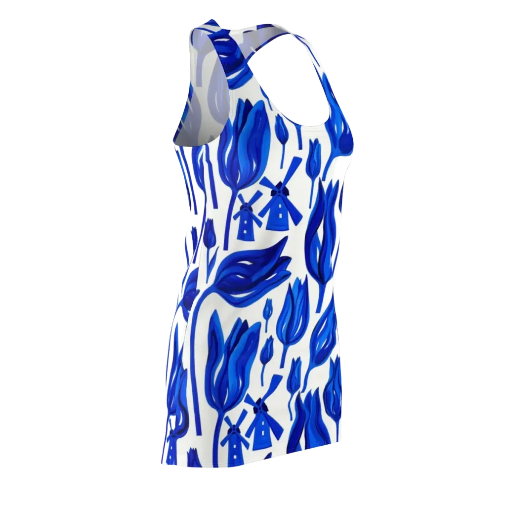 Cobalt Tulip Windmill on Racerback Dress — Front Side