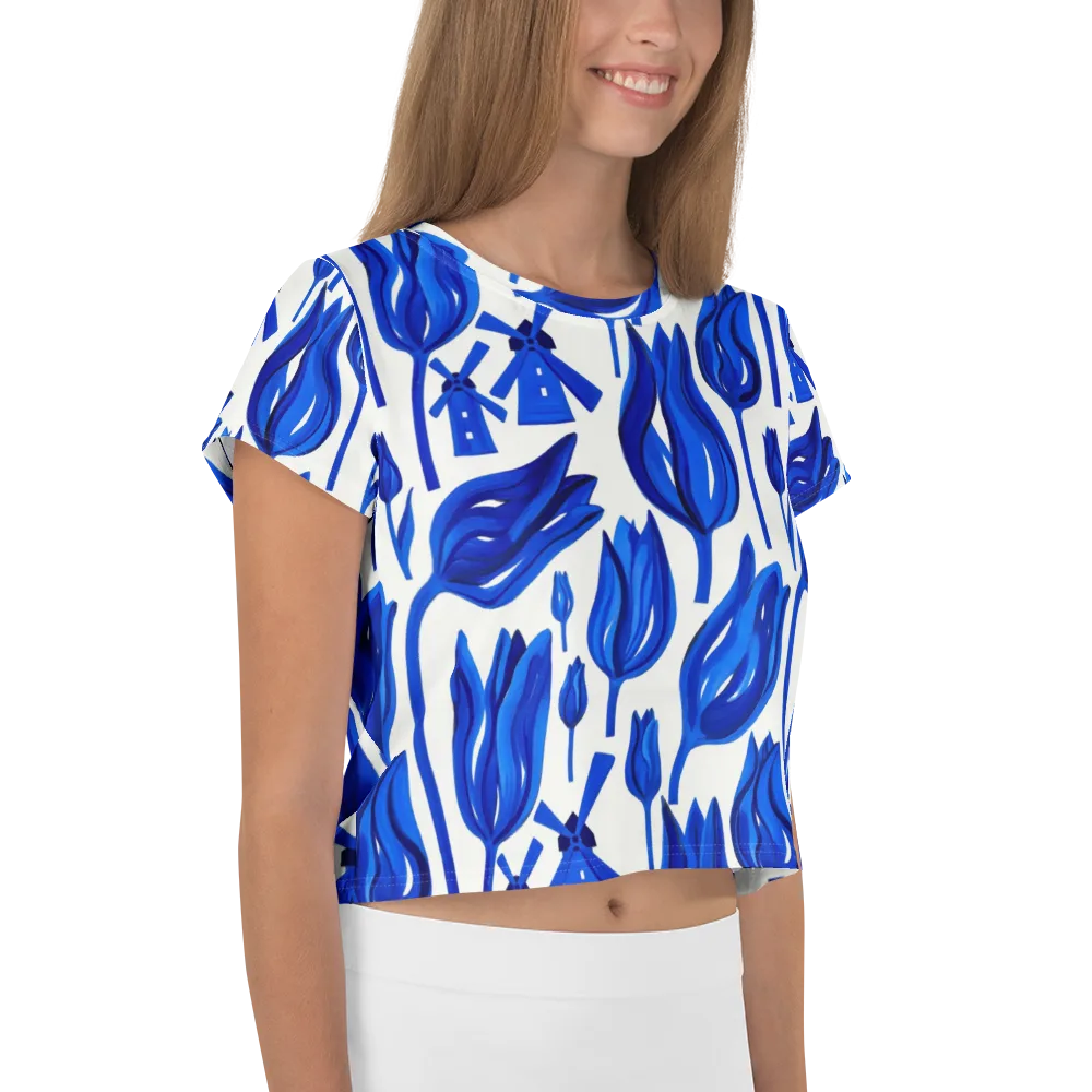 Cobalt Tulip Windmill on Crop Tee — Right