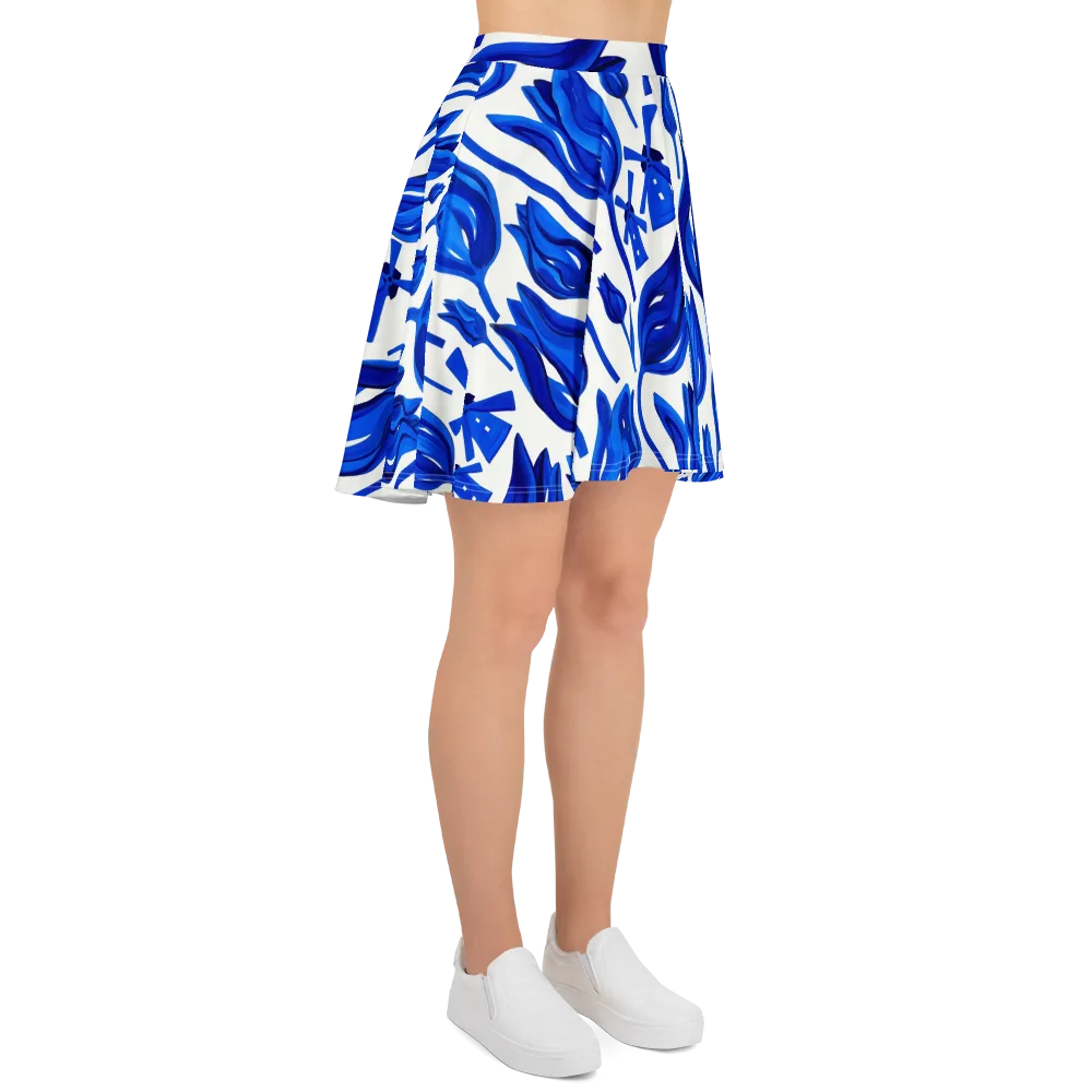 Cobalt Tulip Windmill on Skater Skirt — Right