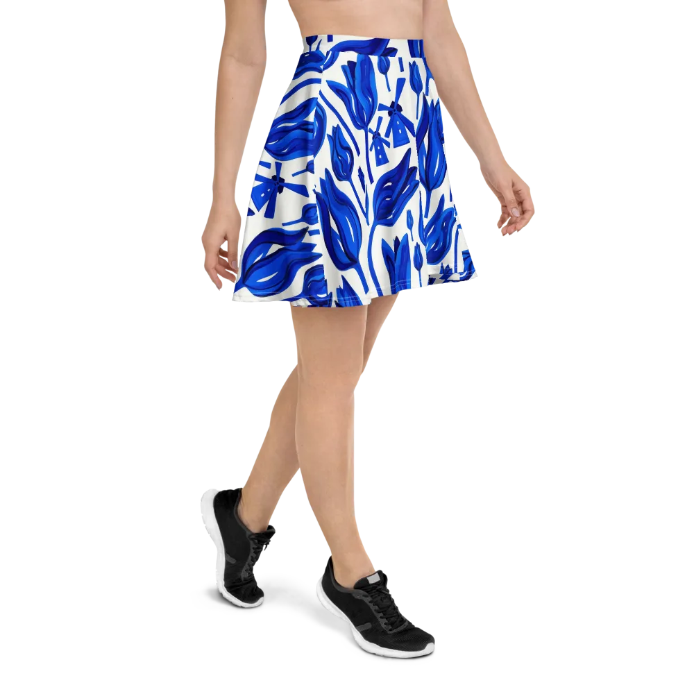 Cobalt Tulip Windmill on Skater Skirt — Right