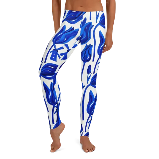 Cobalt Tulip Windmill on a Leggings