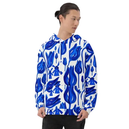 Cobalt Tulip Windmill on a Hoodie