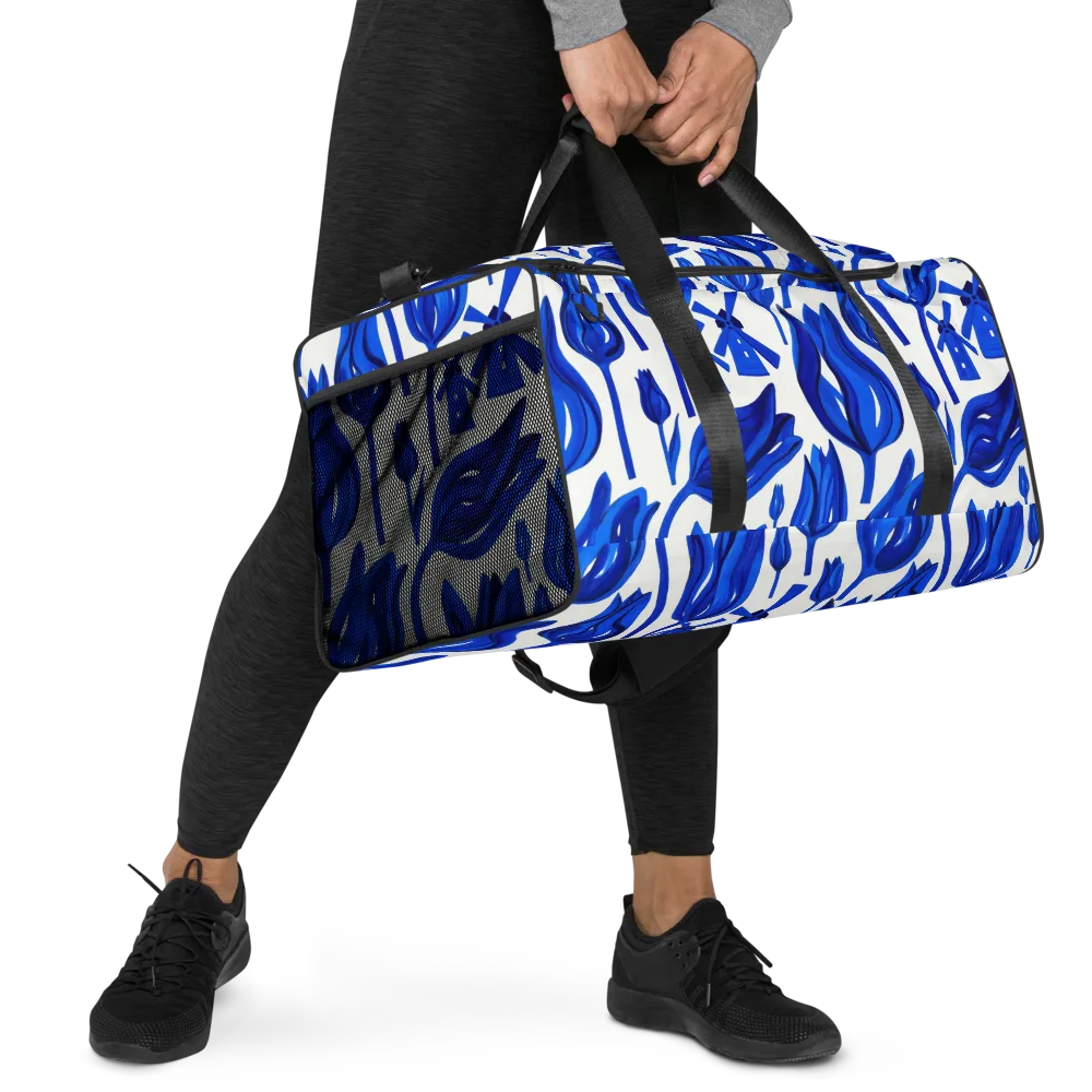 Cobalt Tulip Windmill on Duffle Bag — Right Front