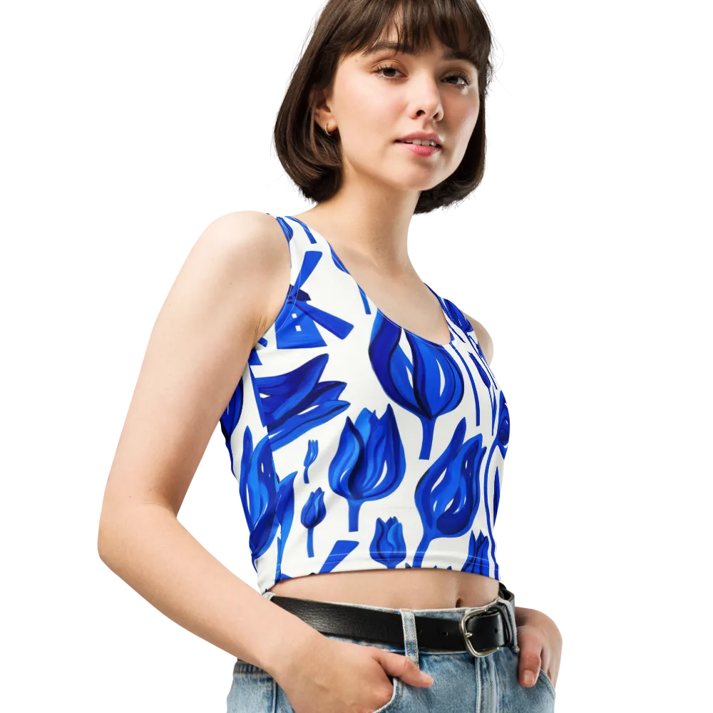 Cobalt Tulip Windmill on Crop Top — Right Front