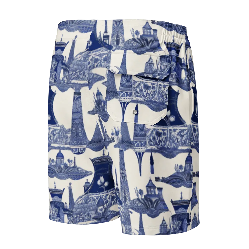 Cobalt Cabinet Garden on Men's Board Shorts — Back