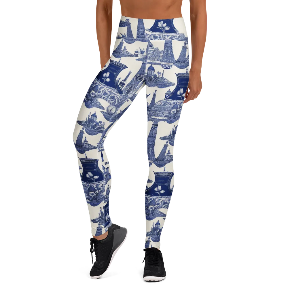 Cobalt Cabinet Garden on Yoga Leggings — Front