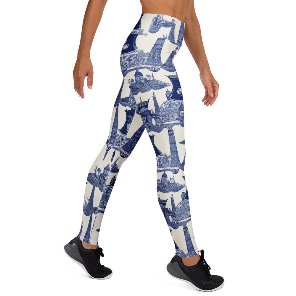 Cobalt Cabinet Garden on Yoga Leggings — Right