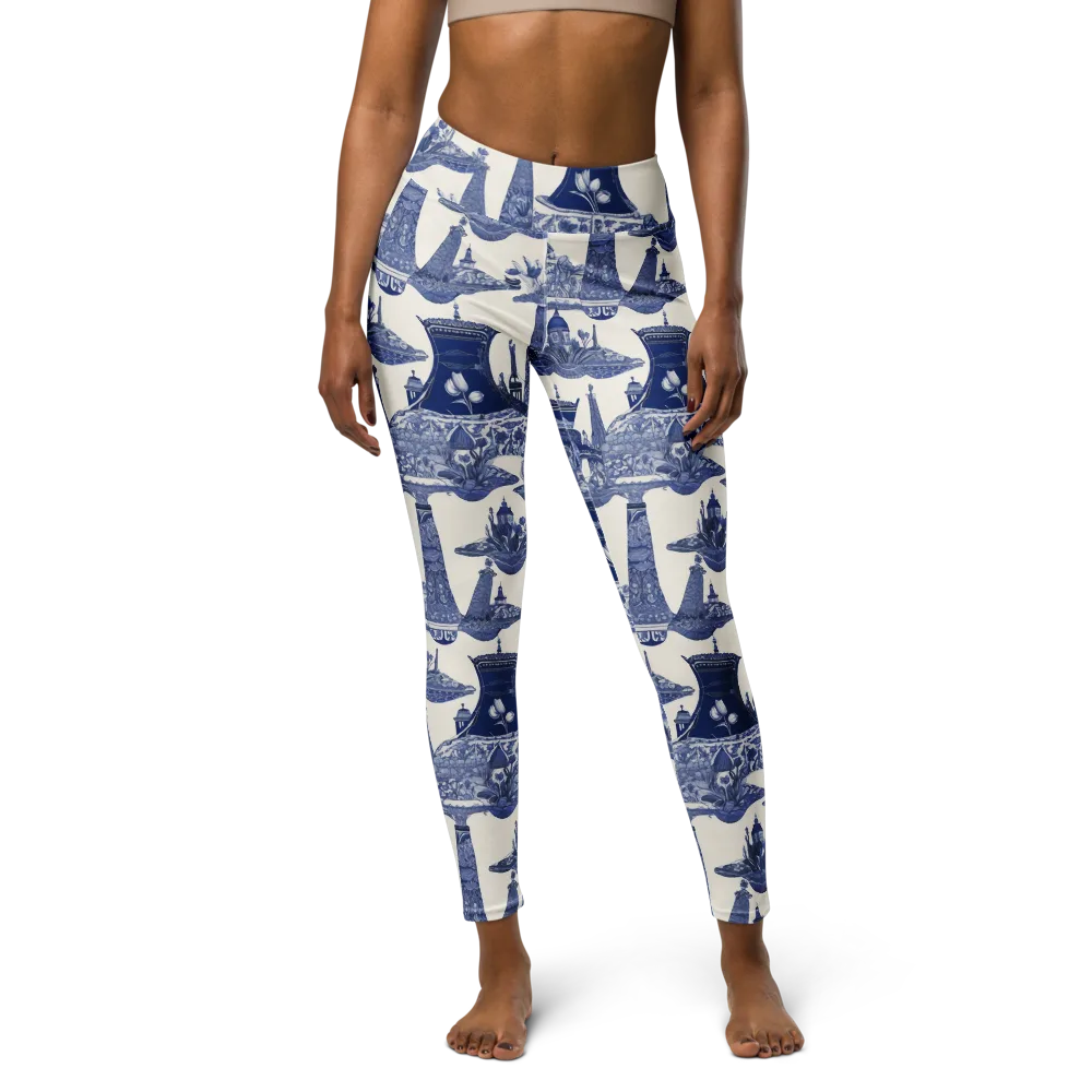 Cobalt Cabinet Garden on Yoga Leggings — Front