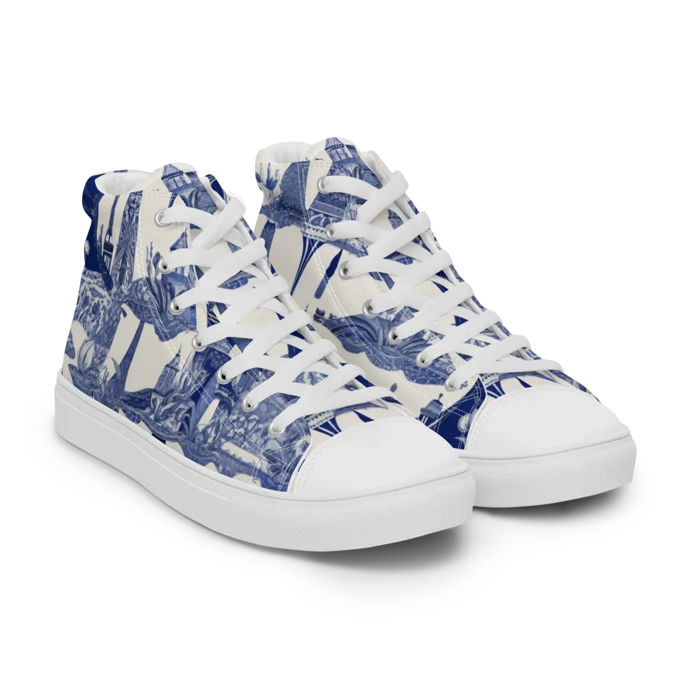 Cobalt Cabinet Garden on Men's High Top Canvas Shoes — Right Front