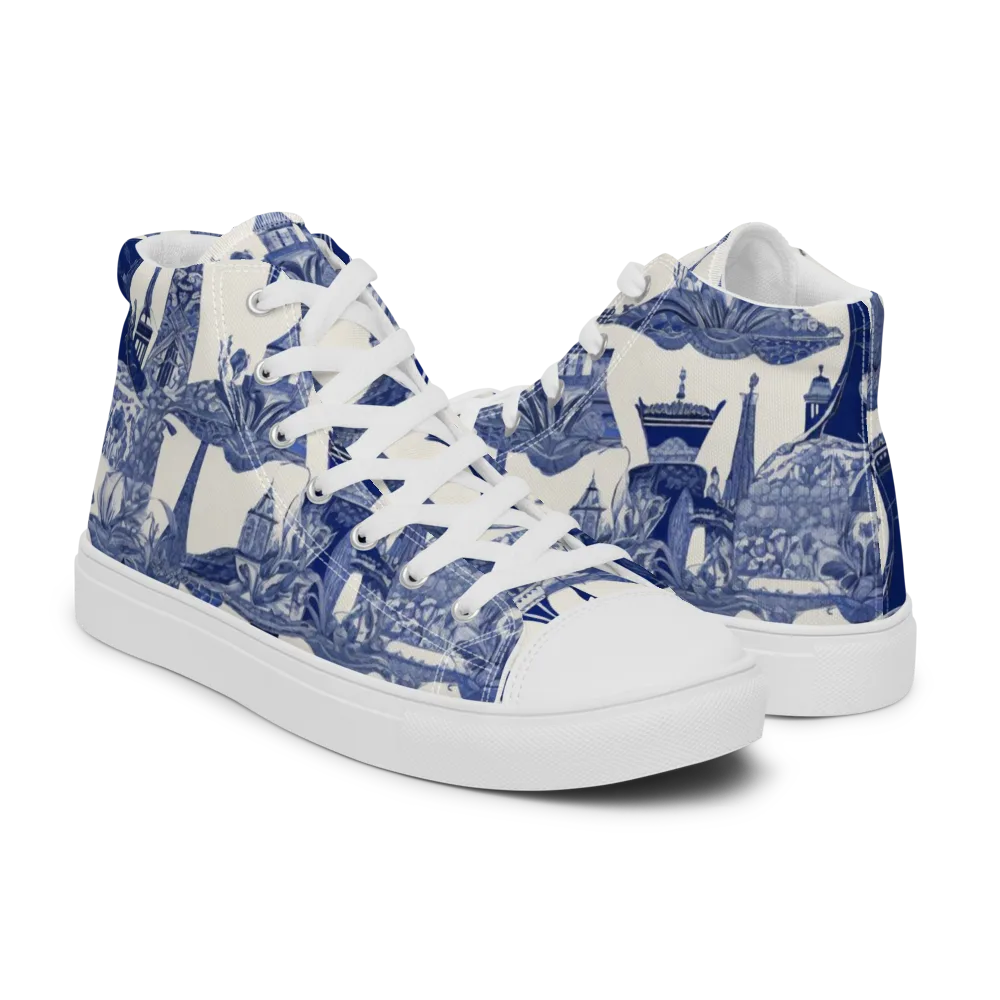 Cobalt Cabinet Garden on Men's High Top Canvas Shoes — Right