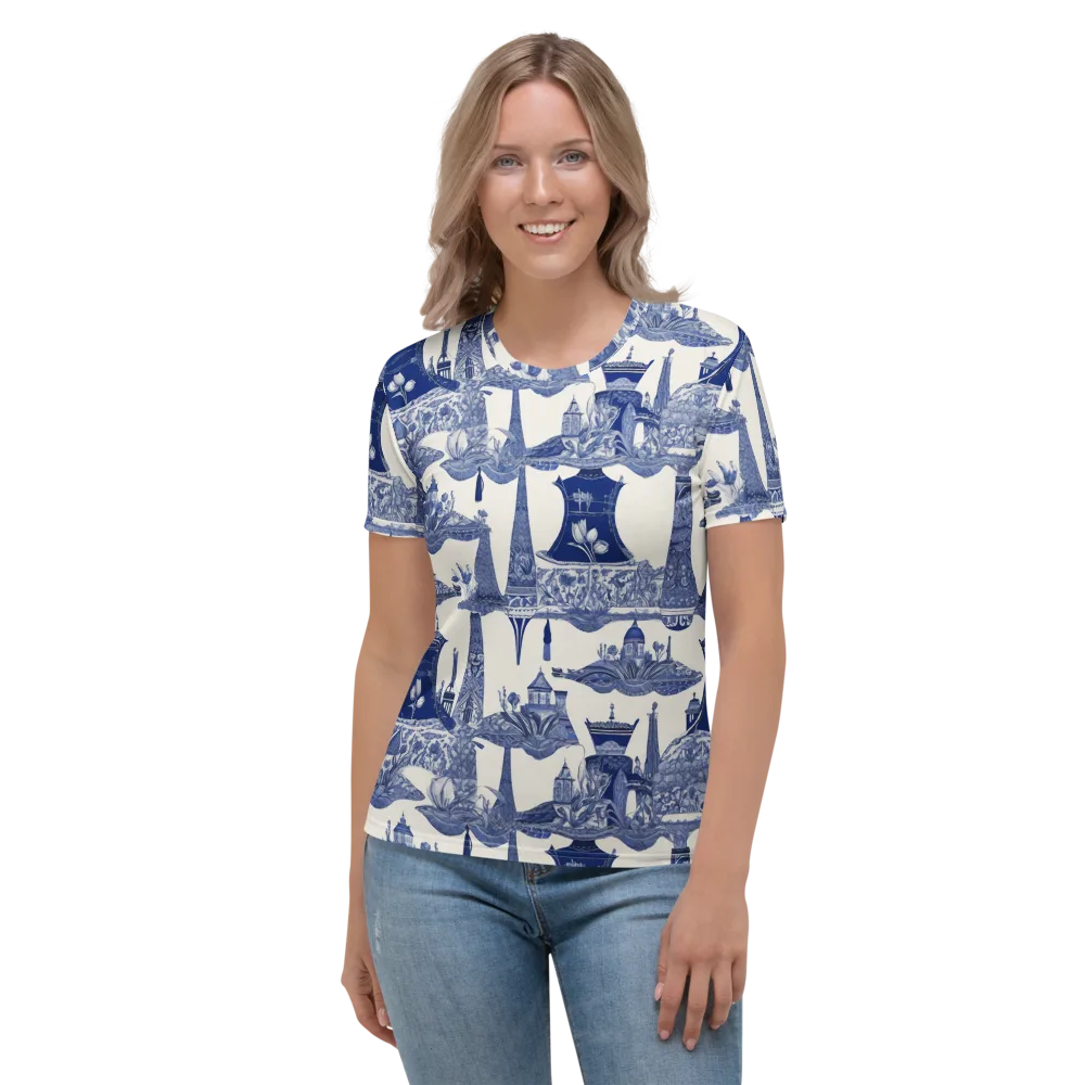 Cobalt Cabinet Garden on Women's Crew Neck T-Shirt — Front