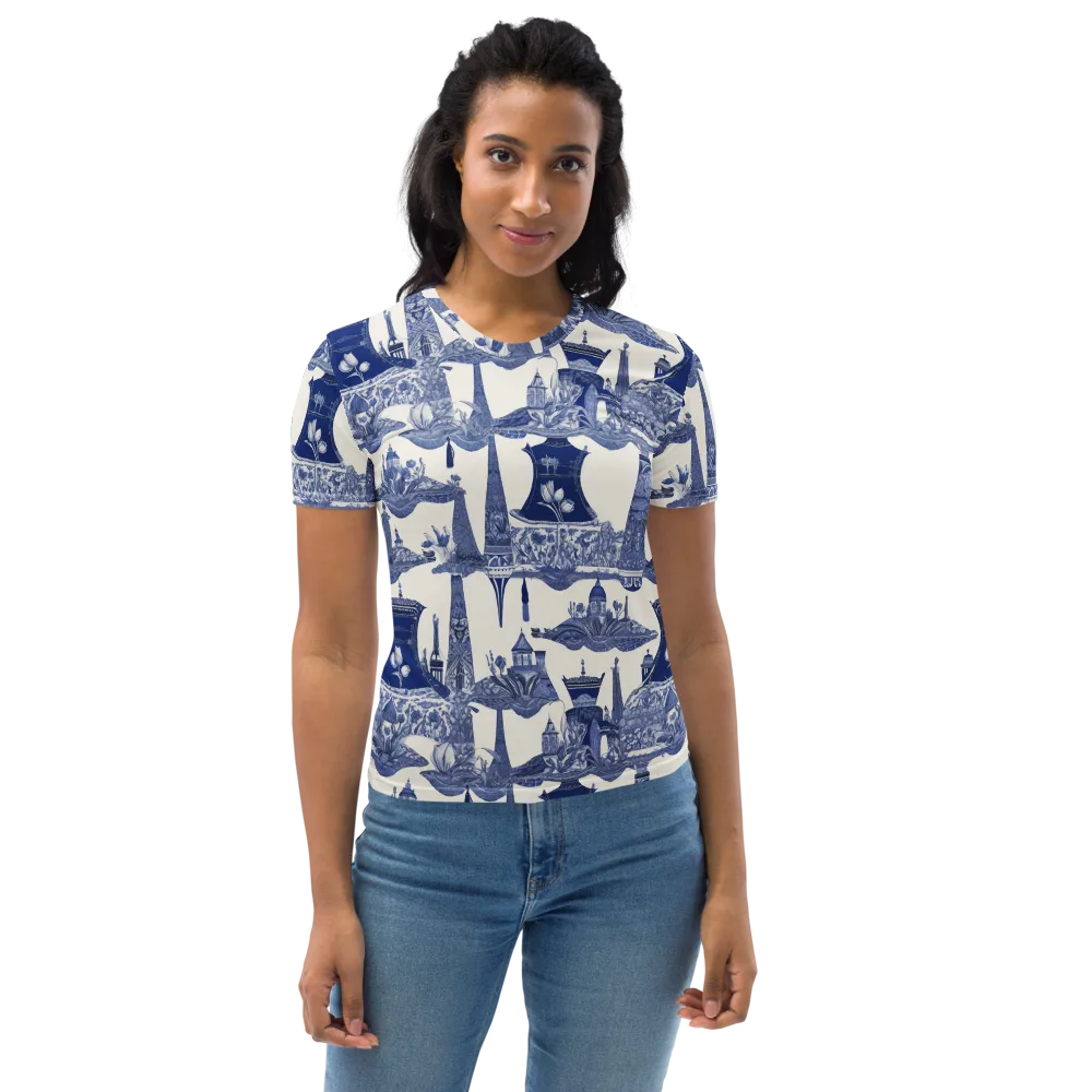 Cobalt Cabinet Garden on Women's Crew Neck T-Shirt — Front