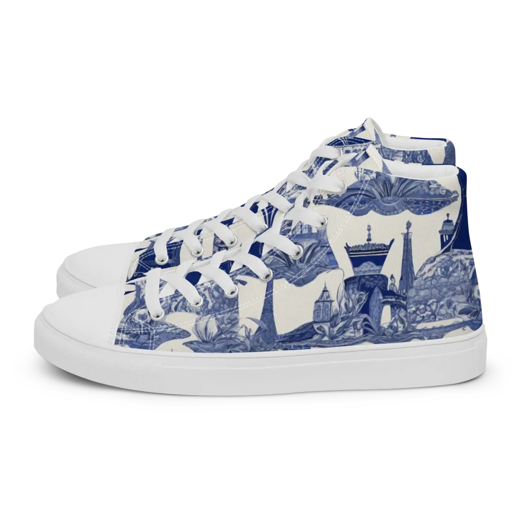 Cobalt Cabinet Garden on Women's High Top Canvas Shoes — Left