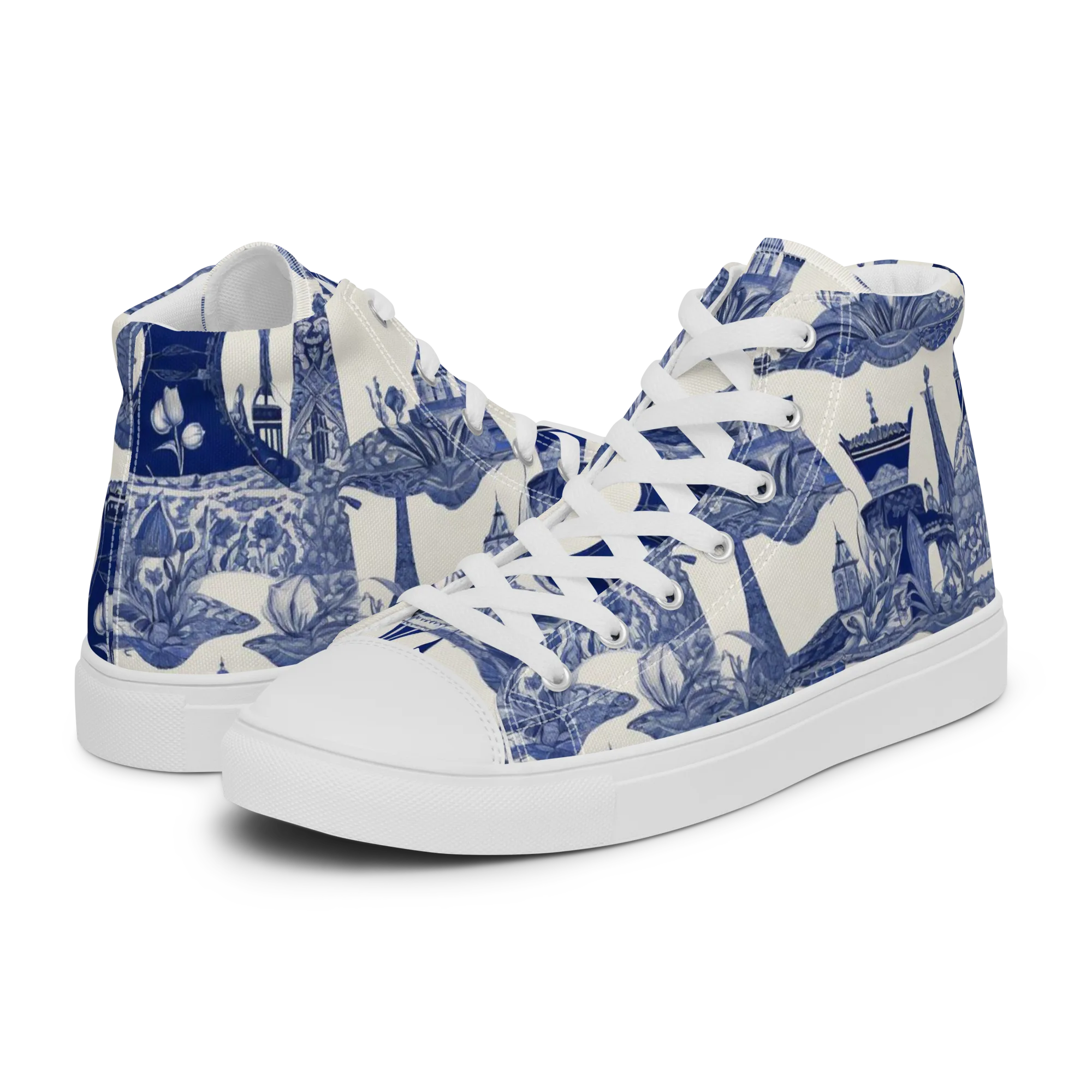 Cobalt Cabinet Garden on Women's High Top Canvas Shoes — Left