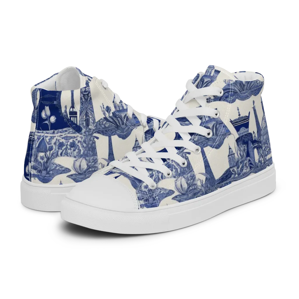Cobalt Cabinet Garden on Women's High Top Canvas Shoes — Left