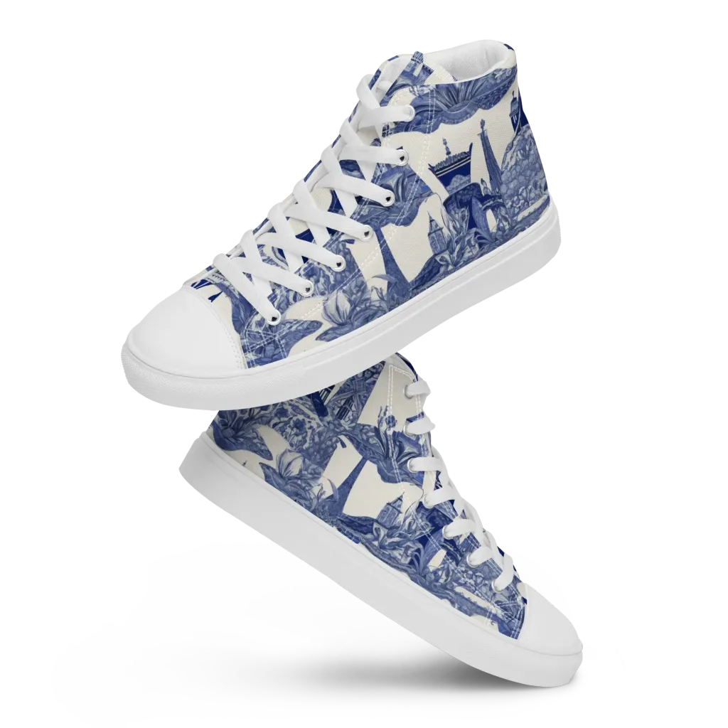Cobalt Cabinet Garden on Women's High Top Canvas Shoes — Front